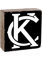 Kansas City KC Monogram Rustic Block Sign - Black