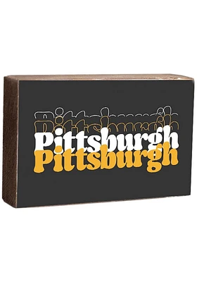 Pittsburgh Bubble Letters 6x9 Inch Sign - Black
