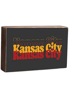 Kansas City Bubble Letters 6x9 Inch Sign - Black