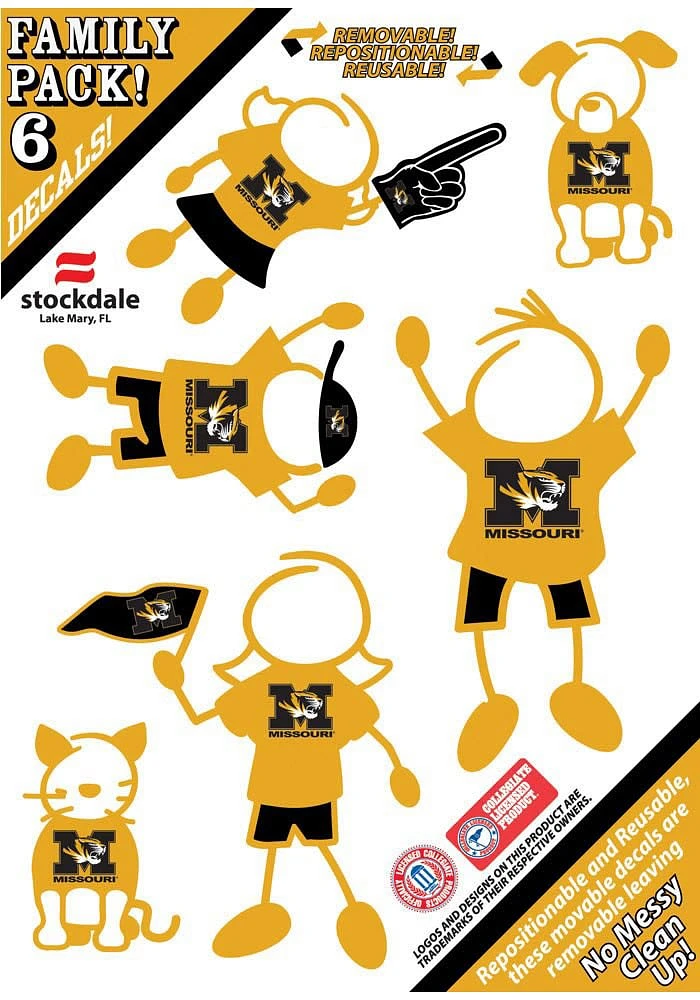Missouri Tigers 5x7 Family Auto Decal - Gold