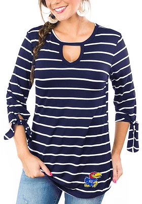Gameday Couture Kansas Jayhawks Womens Navy Blue At It Again LS Tee
