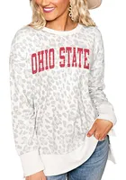 Gameday Couture Ohio State Buckeyes Womens Grey Hide and Chic Leopard Crew Sweatshirt