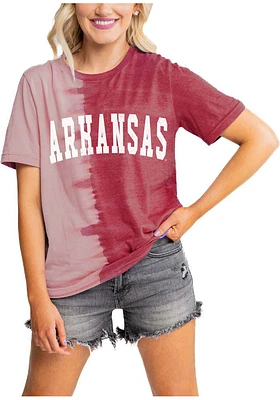 Gameday Couture Arkansas Razorbacks Womens Crimson Find Your Groove Split Dye Short Sleeve T-Shirt