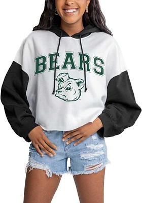 Gameday Couture Baylor Bears Womens White Good Time Drop Shoulder Colorblock Crop Hooded Sweatshir..