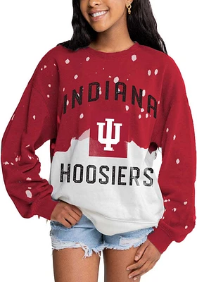 Gameday Couture Indiana Hoosiers Womens Crimson Twice As Nice Faded Crew Sweatshirt