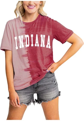 Gameday Couture Indiana Hoosiers Womens Crimson Find Your Groove Split Dye Short Sleeve T-Shirt