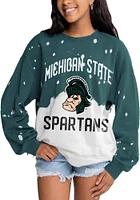 Gameday Couture Michigan State Spartans Womens Green Twice As Nice Faded Crew Sweatshirt
