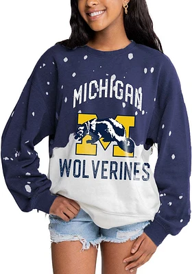 Gameday Couture Michigan Wolverines Womens Blue Twice As Nice Faded Crew Sweatshirt