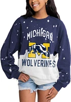 Gameday Couture Michigan Wolverines Womens Blue Twice As Nice Faded Crew Sweatshirt
