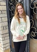 Gameday Couture North Texas Mean Green Womens Ivory Side Slit Crew Sweatshirt