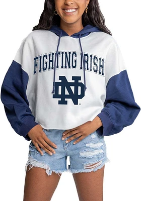 Gameday Couture Notre Dame Fighting Irish Womens White Good Time Drop Shoulder Colorblock Crop Hoo..