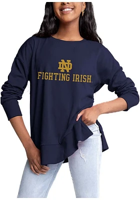 Gameday Couture Notre Dame Fighting Irish Womens Navy Blue Side Slit Design Crew Sweatshirt