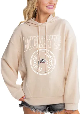 Gameday Couture Ohio State Buckeyes Womens Oatmeal Soft Focus Ribbed Hooded Sweatshirt