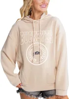 Gameday Couture Ohio State Buckeyes Womens Oatmeal Soft Focus Ribbed Hooded Sweatshirt