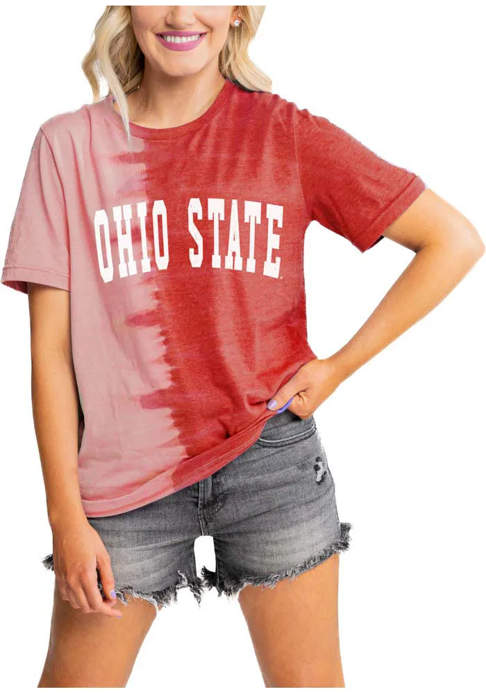 Gameday Couture Ohio State Buckeyes Womens Red Find Your Groove Split Dye Short Sleeve T-Shirt
