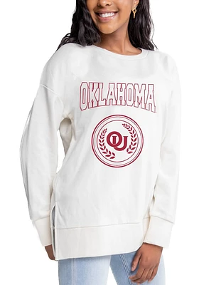 Gameday Couture Oklahoma Sooners Womens Ivory Side Slit Crew Sweatshirt