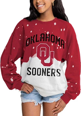 Gameday Couture Oklahoma Sooners Womens Crimson Twice As Nice Faded Crew Sweatshirt