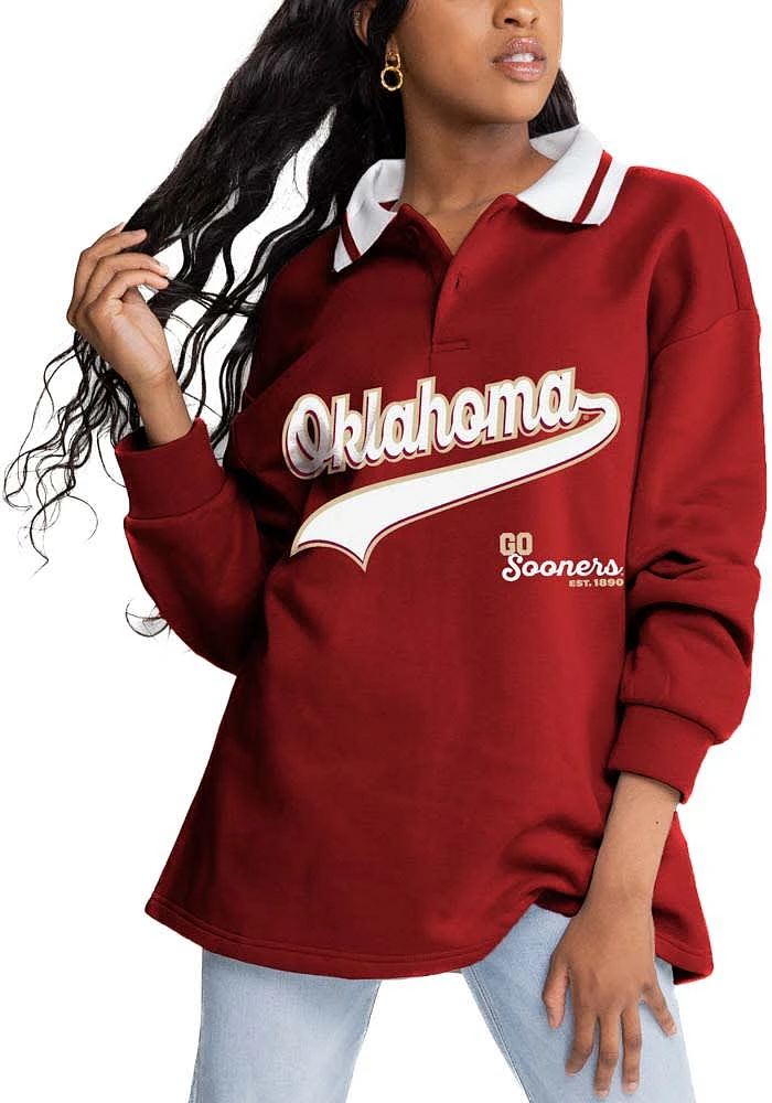 Gameday Couture Oklahoma Sooners Womens Crimson Happy Hour Knit Collared LS Tee