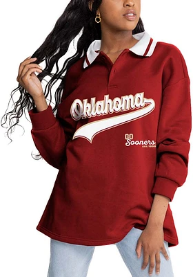 Gameday Couture Oklahoma Sooners Womens Crimson Happy Hour Knit Collared LS Tee