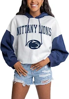 Gameday Couture Penn State Nittany Lions Womens White Good Time Drop Shoulder Colorblock Crop Hood..