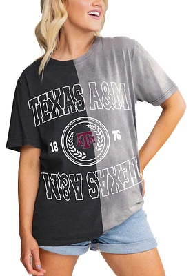 Gameday Couture Texas A&M Aggies Womens Grey Crossroads Split Bleach Dye Short Sleeve T-Shirt
