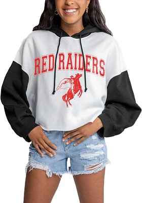 Gameday Couture Texas Tech Red Raiders Womens White Good Time Drop Shoulder Colorblock Crop Hooded..