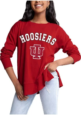 Gameday Couture Indiana Hoosiers Womens Crimson Side Slit Design Crew Sweatshirt