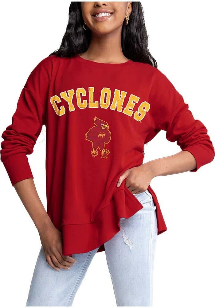 Gameday Couture Iowa State Cyclones Womens Crimson Side Slit Edition Crew Sweatshirt