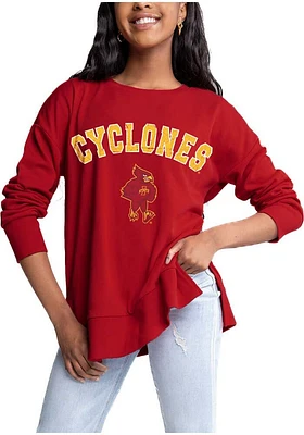 Gameday Couture Iowa State Cyclones Womens Crimson Side Slit Edition Crew Sweatshirt