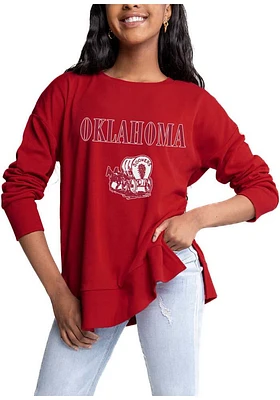 Gameday Couture Oklahoma Sooners Womens Crimson Side Slit Detail Crew Sweatshirt