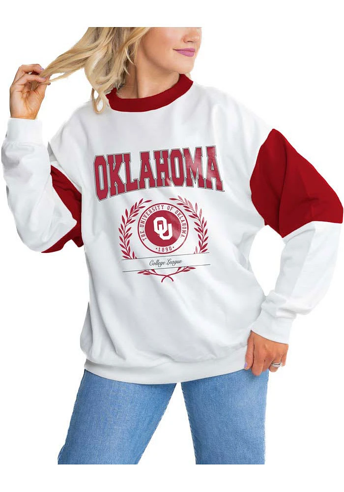 Gameday Couture Oklahoma Sooners Womens White Its a Vibe Crew Sweatshirt