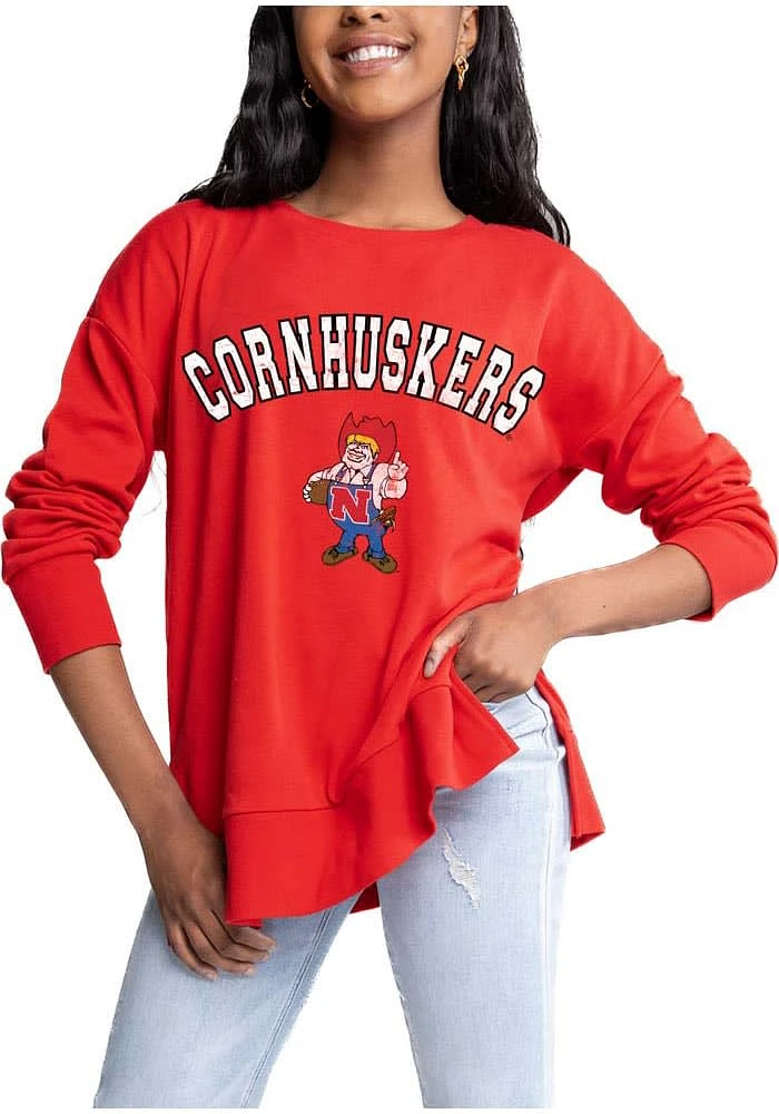 Gameday Couture Nebraska Cornhuskers Womens Side Slit Crew Sweatshirt