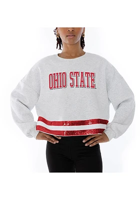 Gameday Couture Ohio State Buckeyes Womens Ash Victory Vibes Crew Sweatshirt