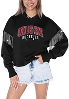 Gameday Couture Ohio State Buckeyes Womens Black Big Ambitions Rhinestone Fringe Hooded Sweatshi..