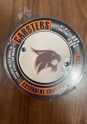 Texas State Bobcats Ceramic 2 Pack Car Coaster - Maroon