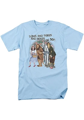 Wizard of Oz Womens Light Blue Lions And Tigers Bears Short Sleeve T-Shirt