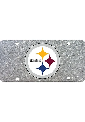 Pittsburgh Steelers Grey Glitter Car Accessory License Plate