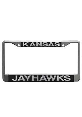 Kansas Jayhawks Team Name Black/Silver License Plate Frame - Black