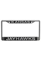 Kansas Jayhawks Team Name Black/Silver License Plate Frame - Black