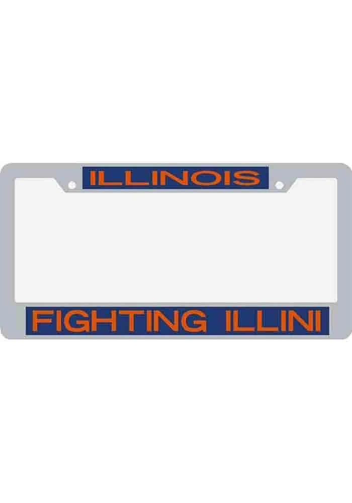 Illinois Fighting Illini Team Name Chrome License Plate Frame - Orange