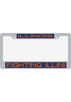 Illinois Fighting Illini Team Name Chrome License Plate Frame - Orange