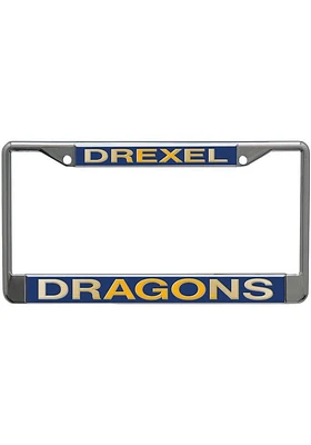 Drexel Dragons Team Name Chrome License Plate Frame - Blue