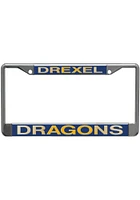 Drexel Dragons Team Name Chrome License Plate Frame - Blue