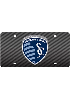 Sporting Kansas City Black Team Logo Carbon Fiber Car Accessory License Plate