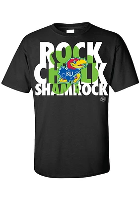 Kansas Jayhawks Black Layered Shamrock Short Sleeve T Shirt