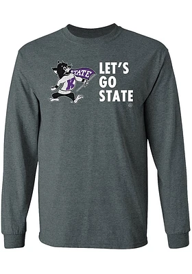 K-State Wildcats Charcoal Lets Go State Long Sleeve T Shirt