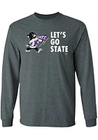 K-State Wildcats Charcoal Lets Go State Long Sleeve T Shirt