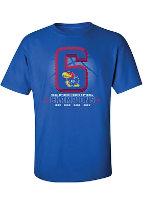 Kansas Jayhawks 2022 National Champions Six Time Short Sleeve T Shirt