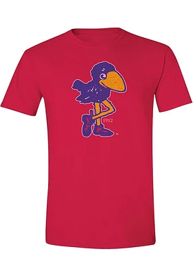 Kansas Jayhawks Red Distressed 1912 Short Sleeve Fashion T Shirt