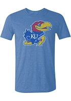 Rally Kansas Jayhawks Blue Distressed Logo Short Sleeve Fashion T Shirt